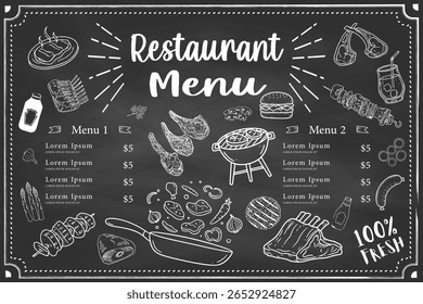 Chalkboard menu designs showcase the elegance of hand-drawn art. These usable vector templates, perfect for vintage restaurant and cafe menus, add a touch of originality to your menus.