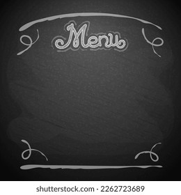 Chalkboard Menu Lettering with Frame. Vector clipart for food project.