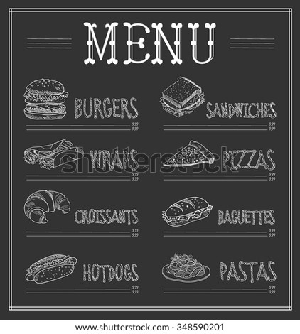 chalkboard menu template monochrome vector illustration stock vector
