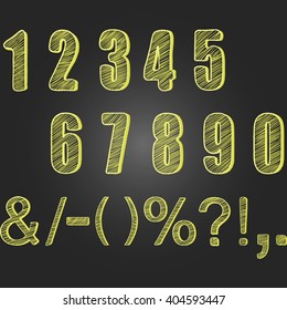 Chalkboard Numbers set.Chalk Numbers Calligraphy.