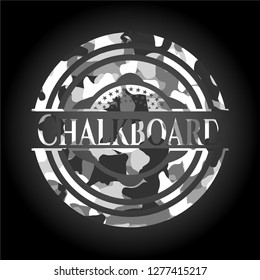 Chalkboard on grey camouflaged pattern