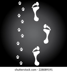 chalkboard paws animal. vector illustration