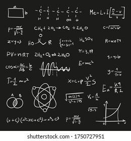 chalkboard physics formulas background vector