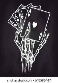 Chalkboard poster with black jack bones, vector illustration