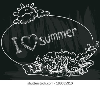 chalkboard poster doodle summer frame