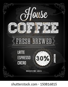 Chalkboard Poster Lettering Coffee, typographic design