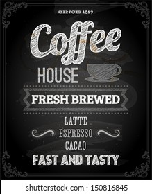 Chalkboard Poster Lettering Coffee, typographic design