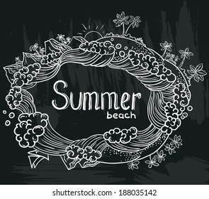Chalkboard poster with tropical summer
