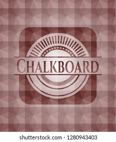 Chalkboard red badge with geometric pattern background. Seamless.