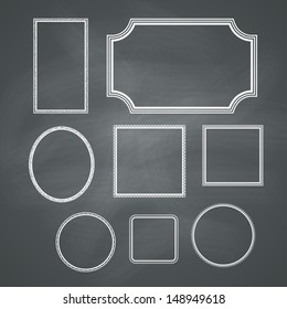 Chalkboard retro background with frames. Vector collection