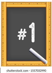  Chalkboard Ruler Frame, Number One, Chalk, for education, back to school, literacy projects, scrapbooks. Add your own text or art. 