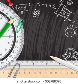 Chalkboard school background with rulers