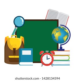 chalkboard school with education elements
