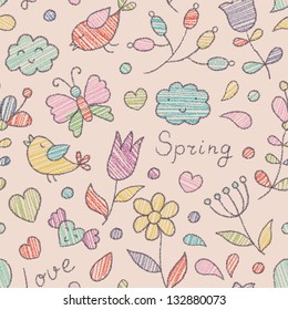 Chalkboard seamless floral pattern