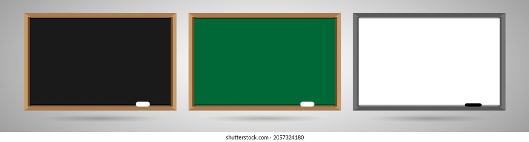 Chalkboard set. Flat illustration of chalkboard used in schools. Vector illustration isolated on white background. EPS 10.