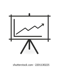 Chalkboard showing a graph growing upwards on a white background. Vector illustration