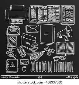 Chalkboard sketch work style. set 2. Vector illustration