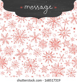 chalkboard snowflakes frame border seamless pattern background