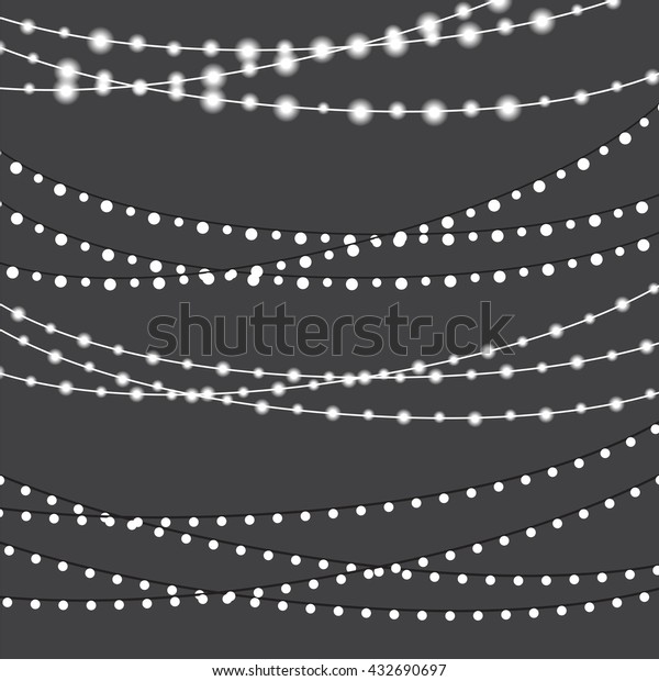 Chalkboard String Lights Bunches Set - Set\
of overlapping, glowing string lights on a chalkboard grey\
background. EPS 10 with\
transparency.