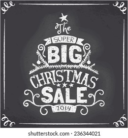 Chalkboard style Christmas sale poster. EPS10 file.