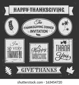 Chalkboard style design elements for Thanksgiving Day.