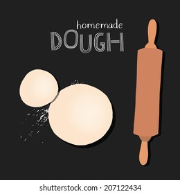 Chalkboard style dough with rolling pin. Vector