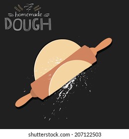 Chalkboard style dough with rolling pin. Vector 