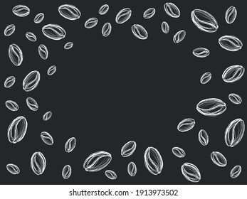 Chalkboard style frame on blackboard made of coffee beans illustrations. Vector design element card banner or menu design template. Ready for text. 