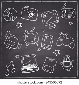 Chalkboard style multimedia icons