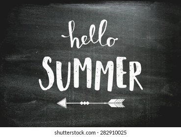 Chalkboard style typographic design "Hello Summer".