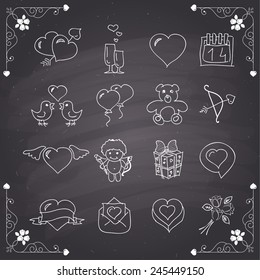 Chalkboard style valentine's day icons
