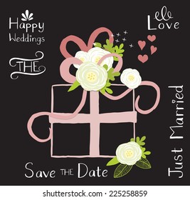 Chalkboard style wedding invitation or event design elements.