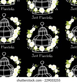 Chalkboard style wedding pattern. Seamless.