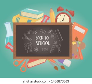 chalkboard and supplies back to school