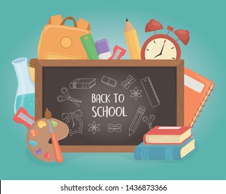 chalkboard and supplies back to school