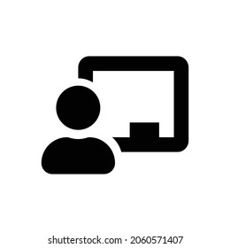 Icono del profesor de pizarra. Diseño de estilo plano aislado en un fondo blanco. Ilustración del vector
