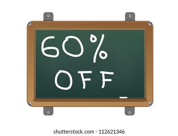 chalkboard with text 60 percent off