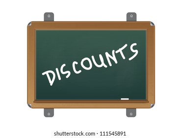 chalkboard with text discounts