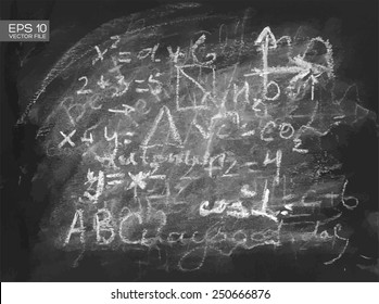 Chalkboard texture background with mathematical formula. Vector illustration.