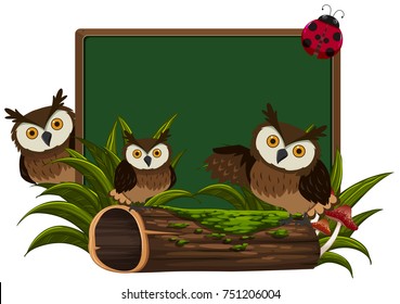 Tafel mit drei Eulen