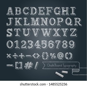 Chalkboard Typography Alphabet Doodle Style Vector Illustration.