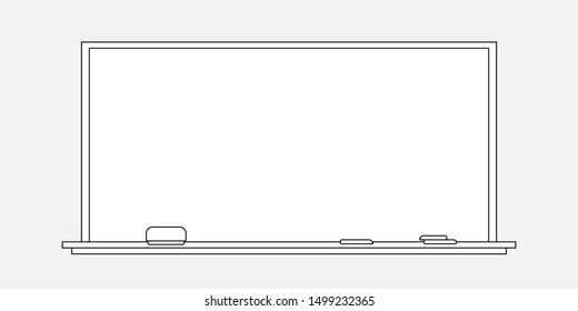 chalkboard used in schools. chalk and sponge. line icon