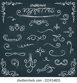 Chalkboard vector collection of calligraphic design elements