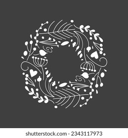 Chalkboard vector handdrawn floral wreaths