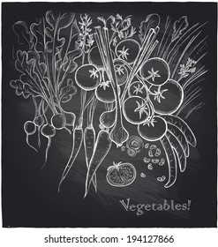 Chalkboard Vegetables Background. Eps10