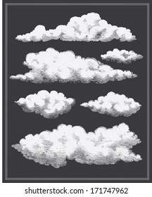 Chalkboard vintage clouds background