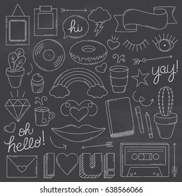 Chalkboard Vintage Doodle Objects