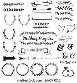 Chalkboard Wedding Clip Art - Chalkboard Style clip art set. Each element is grouped for easy editing.