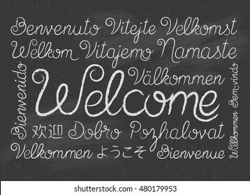 Chalkboard Welcome Script in Different Languages