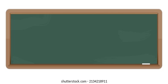 Chalkboard with wooden frame isolated on white background. Empty green blackboard for classroom or restaurant menu. Vector illustration.